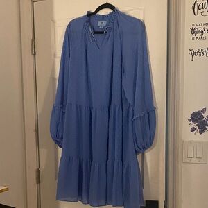 Cece Elegant Blue Swiss dot Women's Dress
